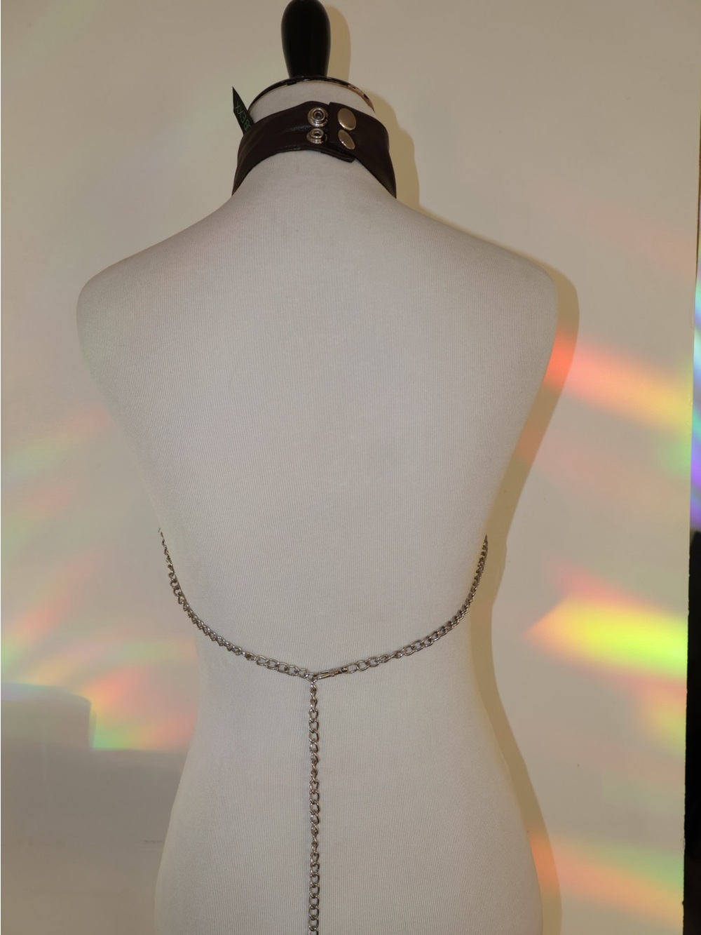 Black Gothic Body Chain Harness brown and silver s/m - Picture 5 of 6